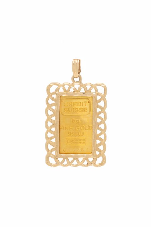 24k and 14k Yellow Gold Ingot Pendant