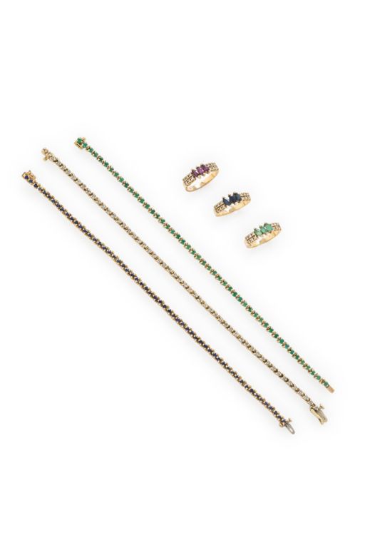 14k Yellow Gold Multi-Gem Jewelry Set
