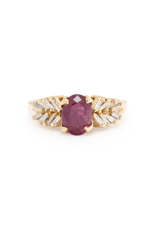 18k Yellow Gold Ruby and Diamond Ring