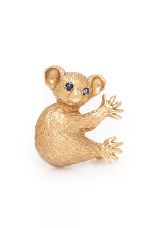 14k Yellow Gold Sapphire Koala Brooch