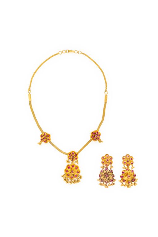 22k Yellow Gold Ruby Jewelry Set