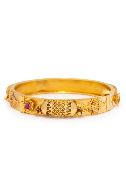 High-Karat Yellow Gold Ruby Bangle Bracelet