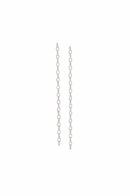 18k White Gold Diamond Chain Dangle Earrings
