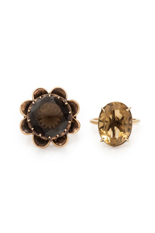 Two Yellow Gold Gemstone Rings