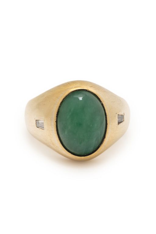 18k Yellow Gold Jade and Diamond Ring