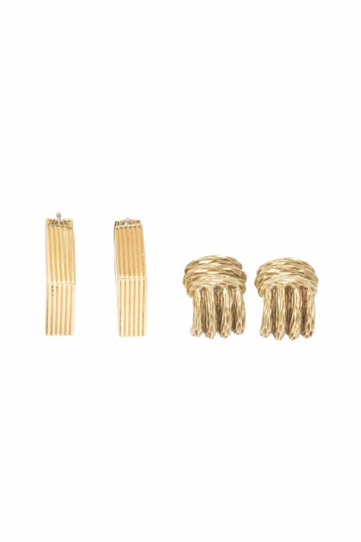 Two Pairs of 14k Yellow Gold Earrings