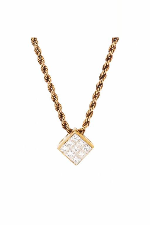 Yellow Gold Diamond Pendant Necklace