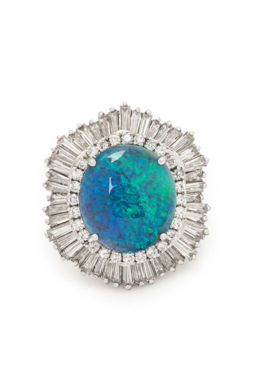 Platinum and Gold Opal and Diamond Ring/Pendant