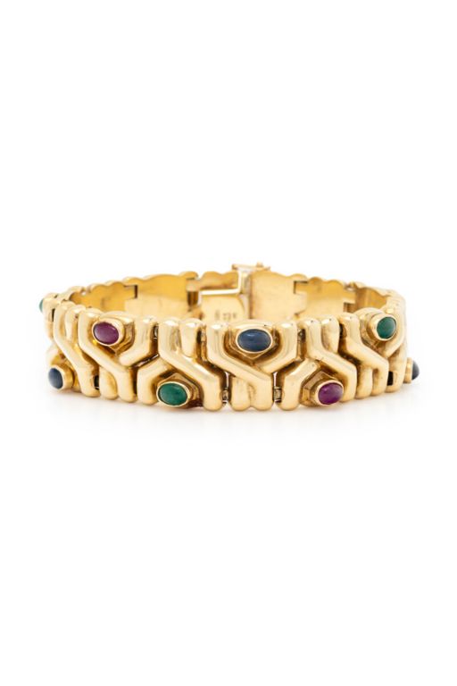 14k Gold Sapphire, Emerald and Ruby Bracelet