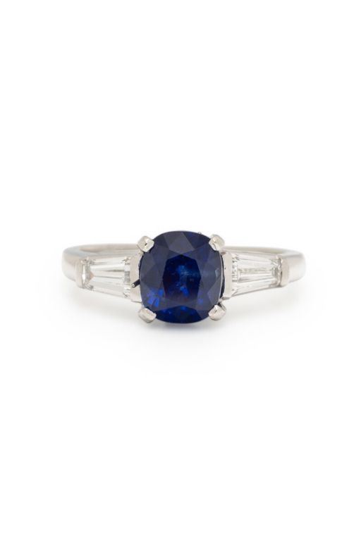 Platinum Sapphire and Diamond Ring
