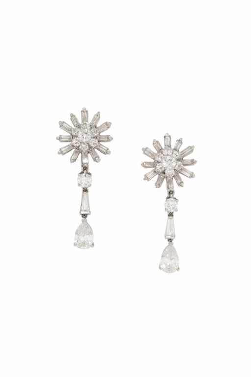 Platinum and 14k White Gold Diamond Earrings