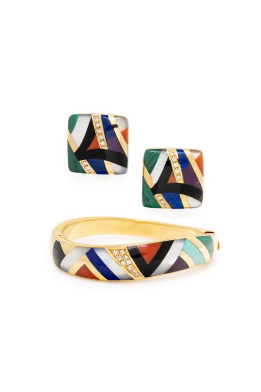 14k and 18k Yellow Gold Multi-Gem Jewelry Set