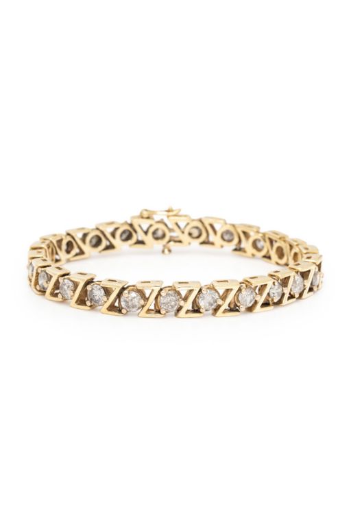 14k Yellow Gold Diamond Line Bracelet