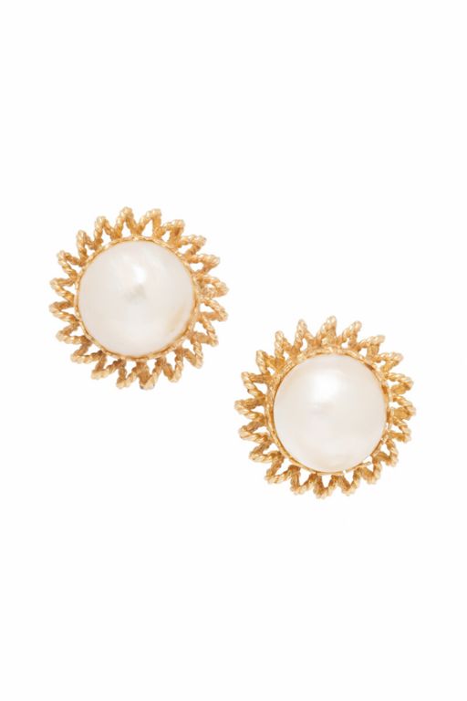 14k Yellow Gold Pearl Earrings