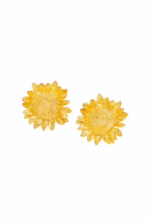 18k Yellow Gold Sunflower Earrings