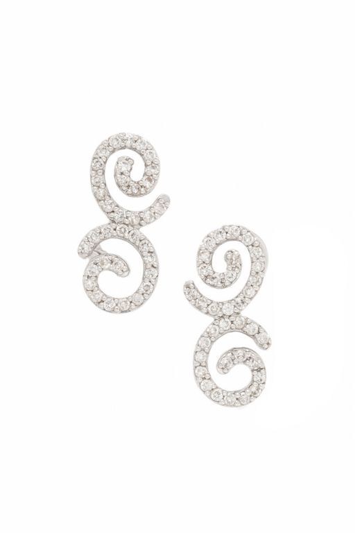 18k White Gold Diamond Swirl Earrings