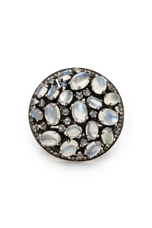 Silver Moonstone and Diamond Ring