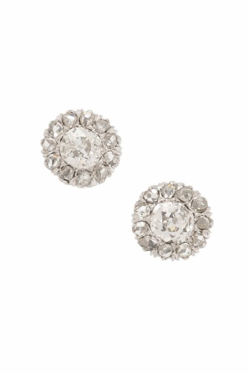 14k White Gold Diamond Stud Earrings