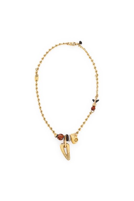 18k Yellow Gold Enamel and Diamond Necklace