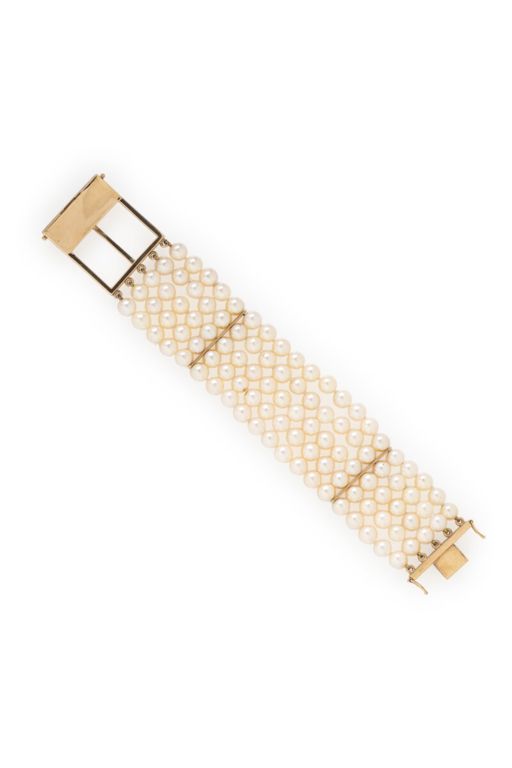 14k Yellow Gold Pearl Buckle Bracelet