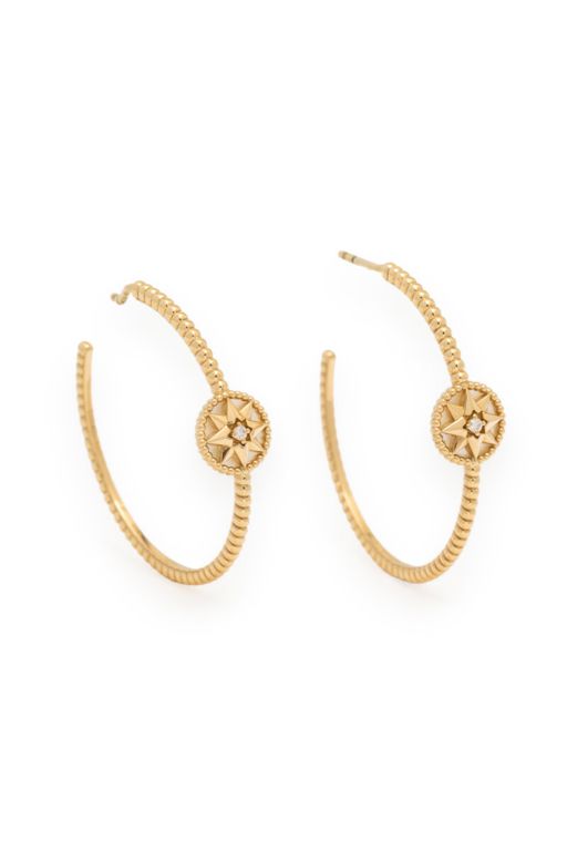18k Yellow Gold Diamond and MOP Hoop Earrings