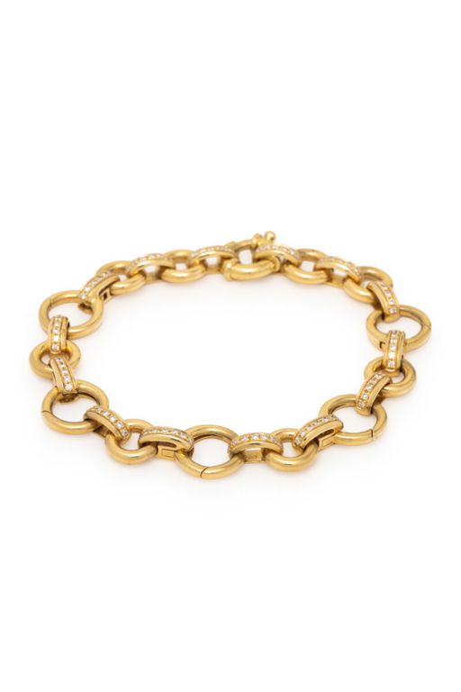 18k Yellow Gold Diamond Link Bracelet