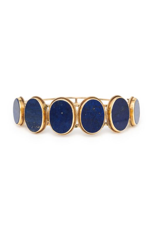 Yellow Gold Lapis Lazuli Bangle Bracelet