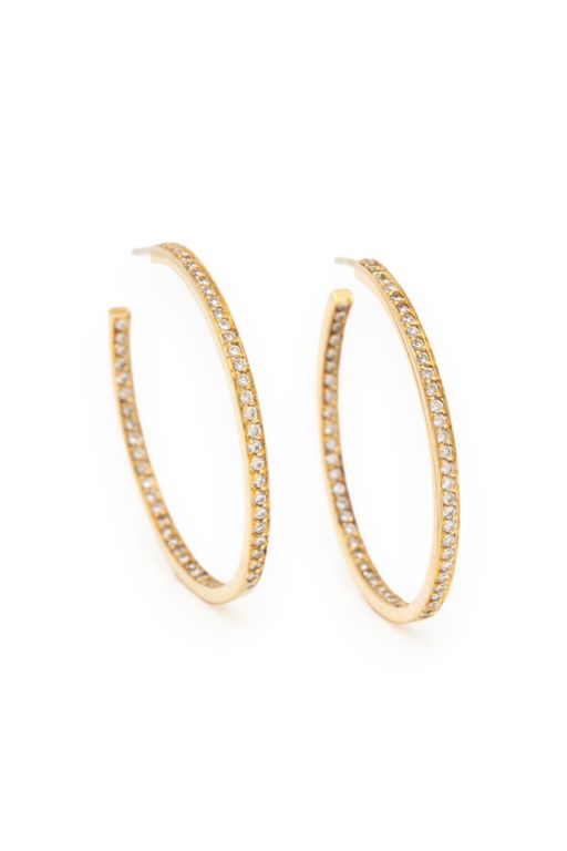 18k Yellow Gold Diamond Hoop Earrings