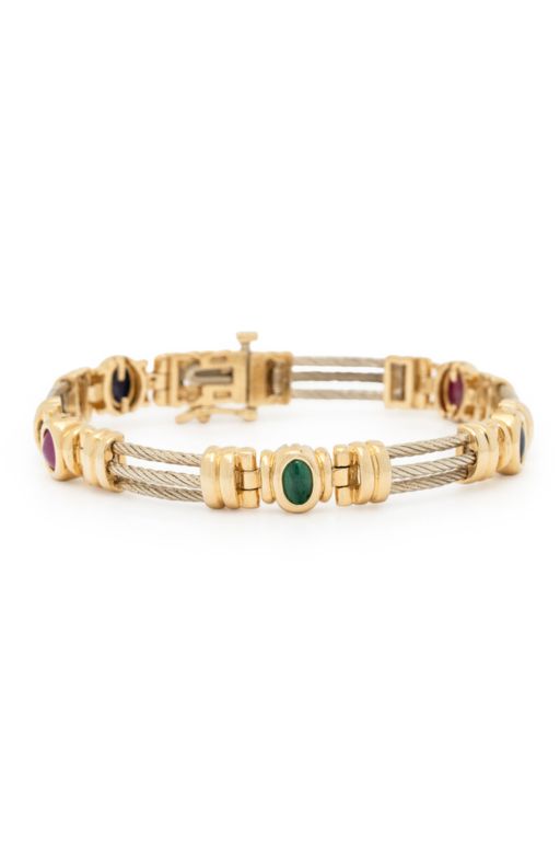 14k White and Yellow Gold Multi-Gem Bracelet