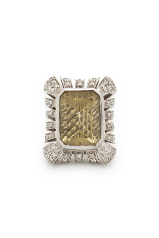 18k White Gold Citrine and Diamond Ring