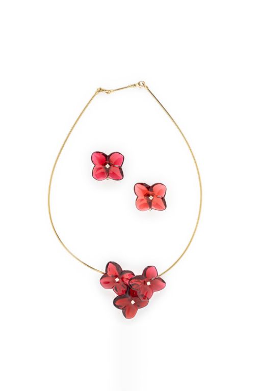 18k Yellow Gold Diamond Hortensia Jewelry Set