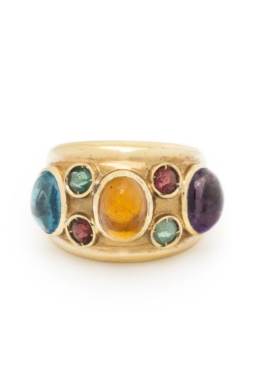 14k Yellow Gold Multi-Gem Ring