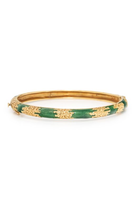 18k Yellow Gold and Enamel Bangle Bracelet