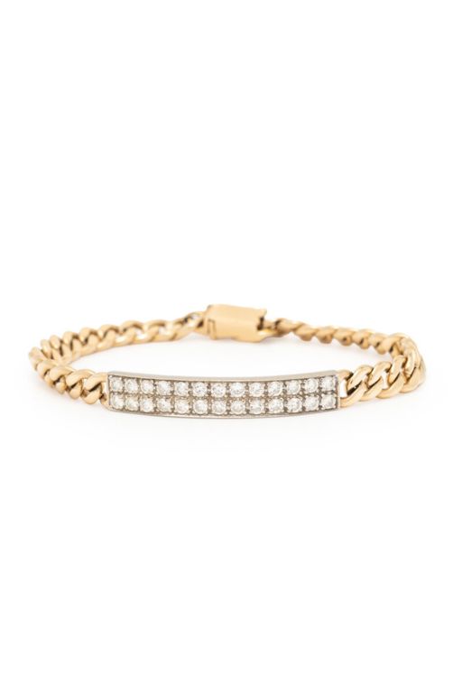 14k Yellow and White Gold Diamond Chain Bracelet