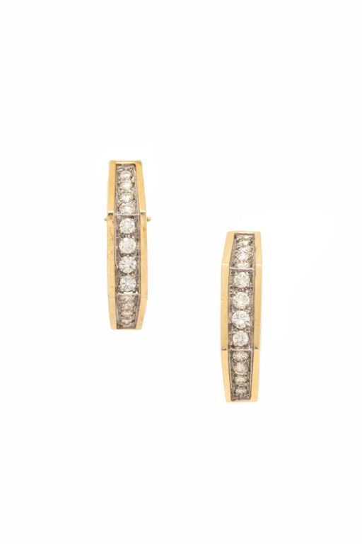 14k Yellow Gold Diamond Hoop Earrings