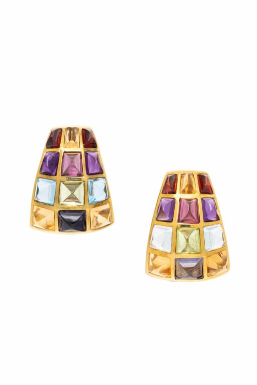 18k Yellow Gold Multi-Gem Earrings