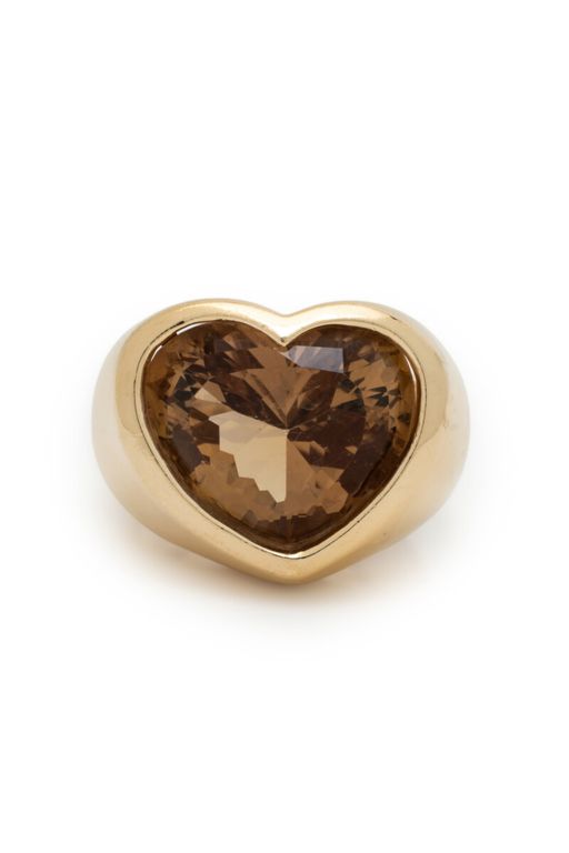 14k Yellow Gold Smoky Quartz Heart Ring