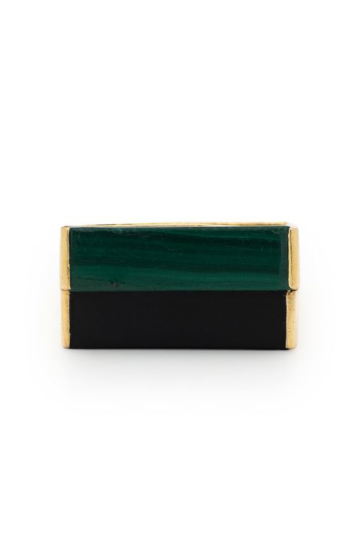 18k Yellow Gold Onyx and Malachite Ring
