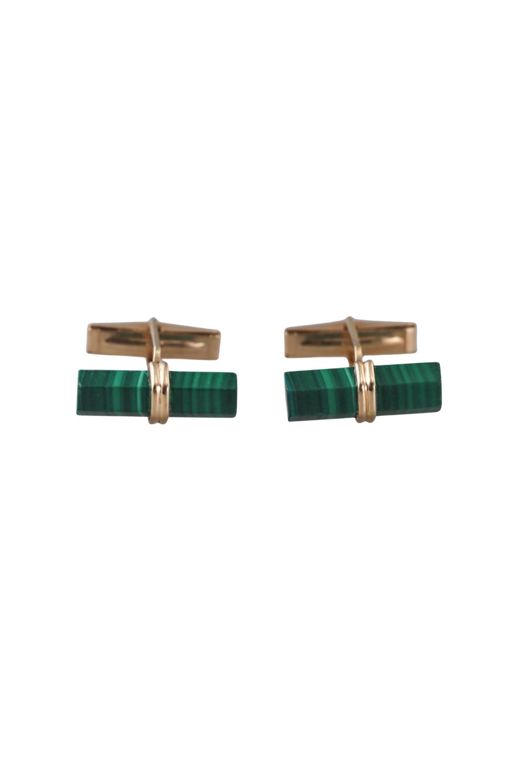 14k Gold Malachite Cufflinks