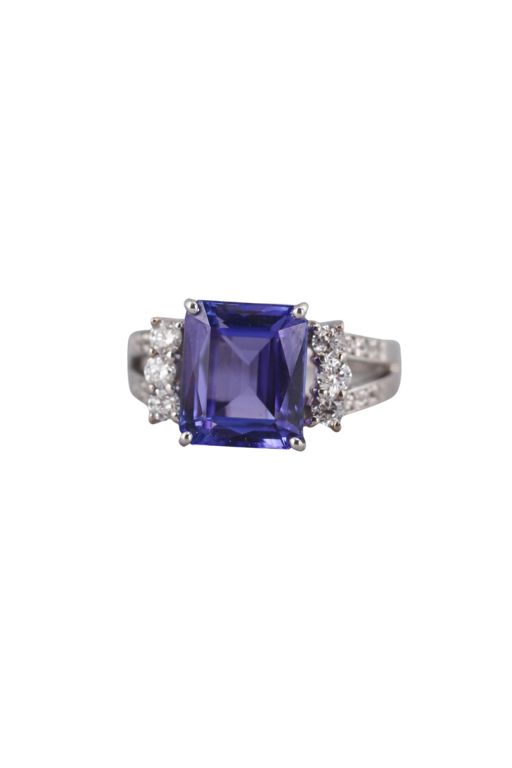 Platinum Tanzanite and Diamond Ring