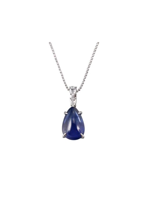 Platinum Sapphire and Diamond Pendant Necklace