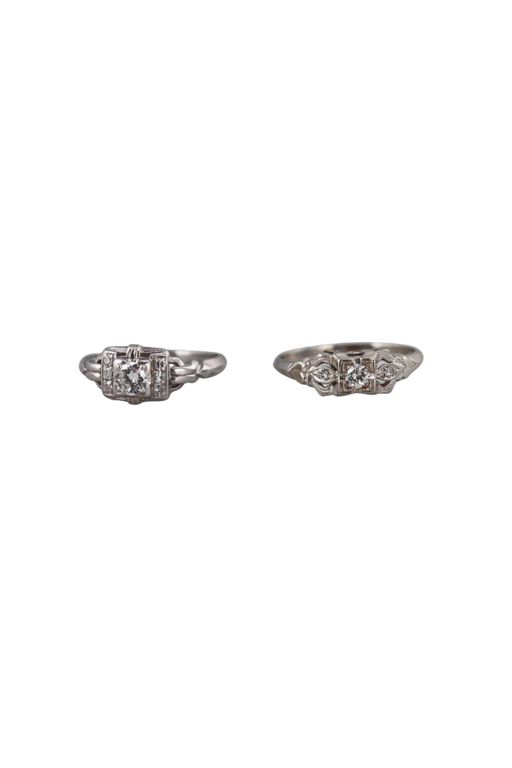 Two 14k Gold, Platinum Diamond Rings