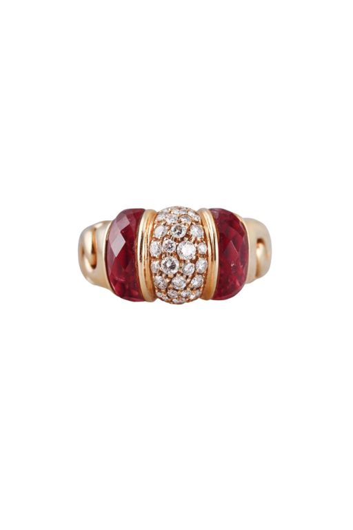 18k Gold Diamond and Tourmaline Ring