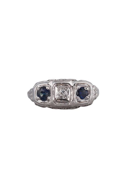 14k Gold Diamond and Sapphire Ring