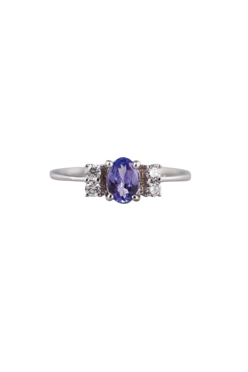9k Gold Diamond and Tanzanite Ring