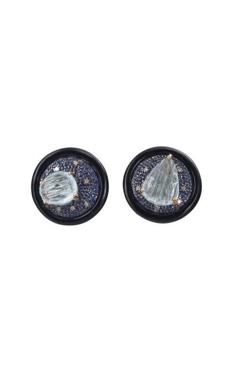 Gold Silver Multi-Gem Earrings