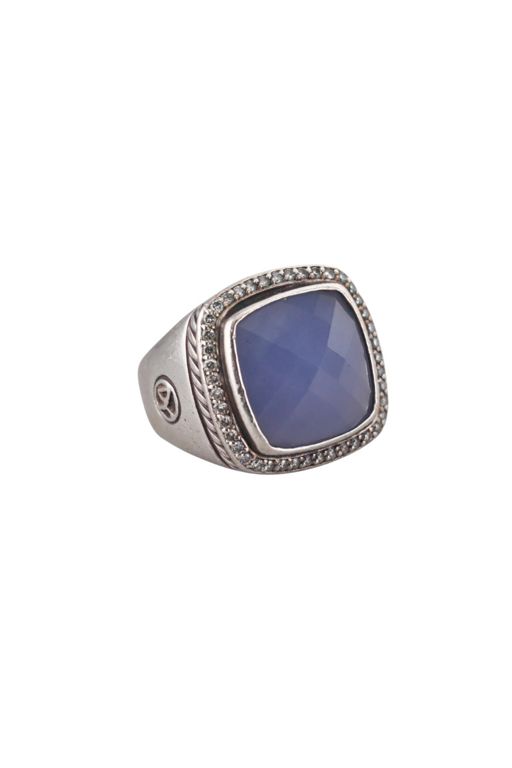 Silver Chalcedony and Diamond Ring