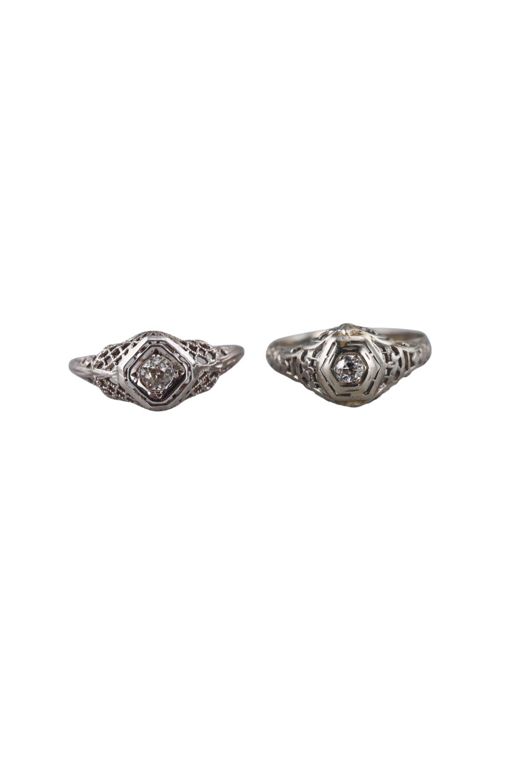 Two 14k Gold Diamond Rings