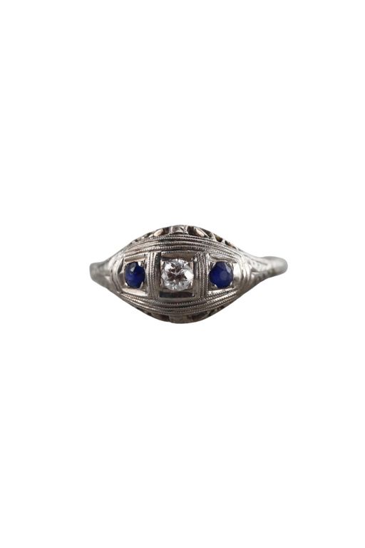 14k Gold Diamond and Sapphire Ring
