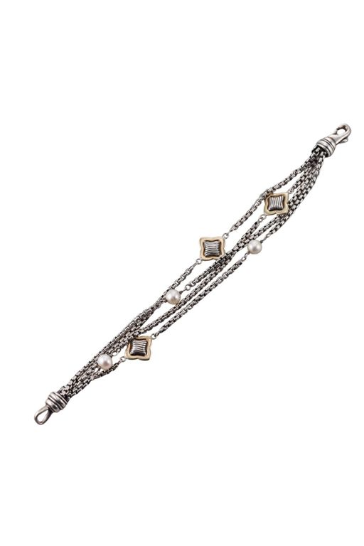 Silver Gold Pearl Bracelet